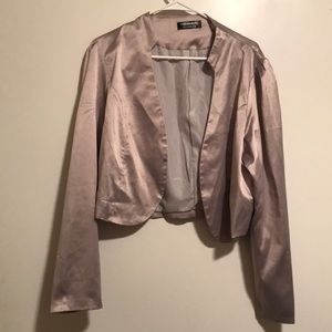 Womens plus size shrunken silver blazer